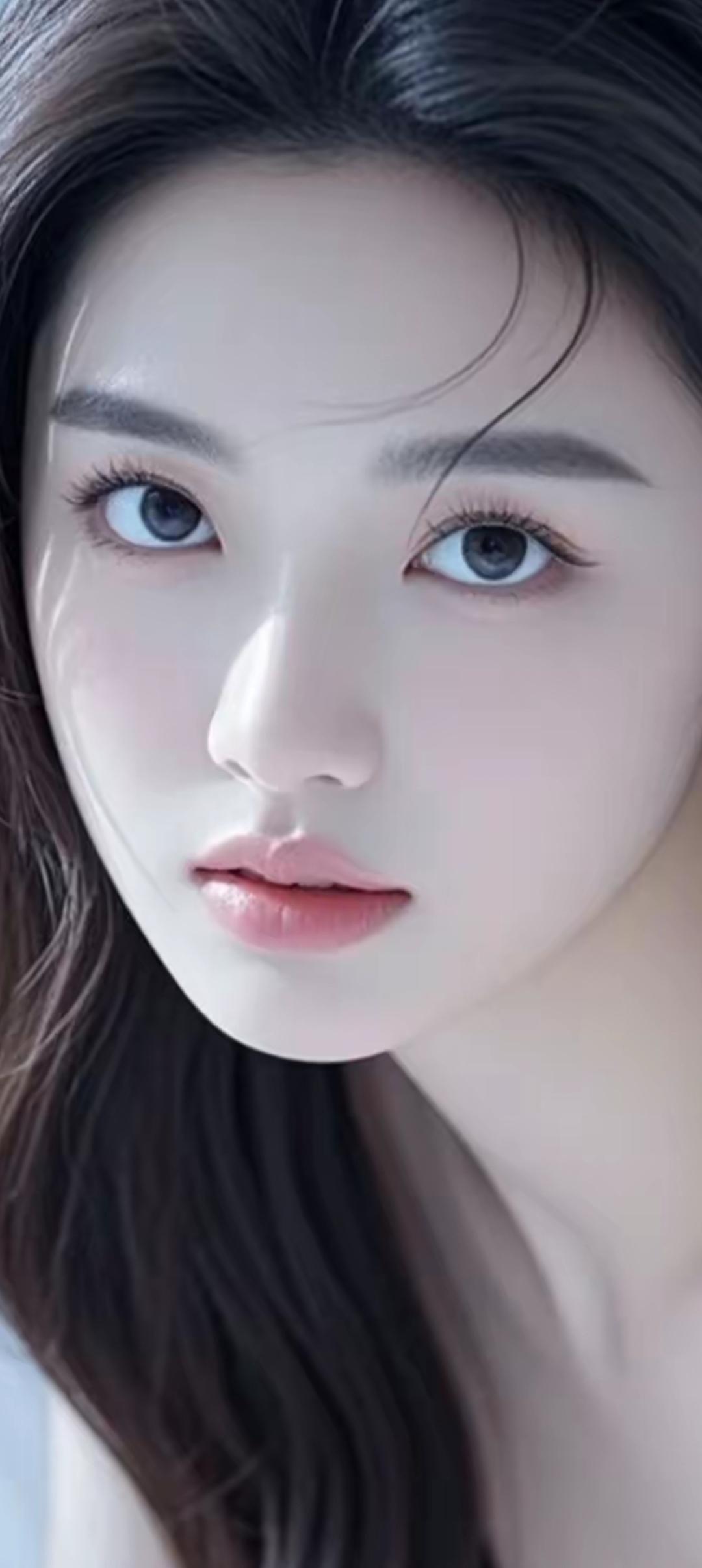 梦幻少女，白皙肌肤，温柔眼眸，自然妆容，清新动人。