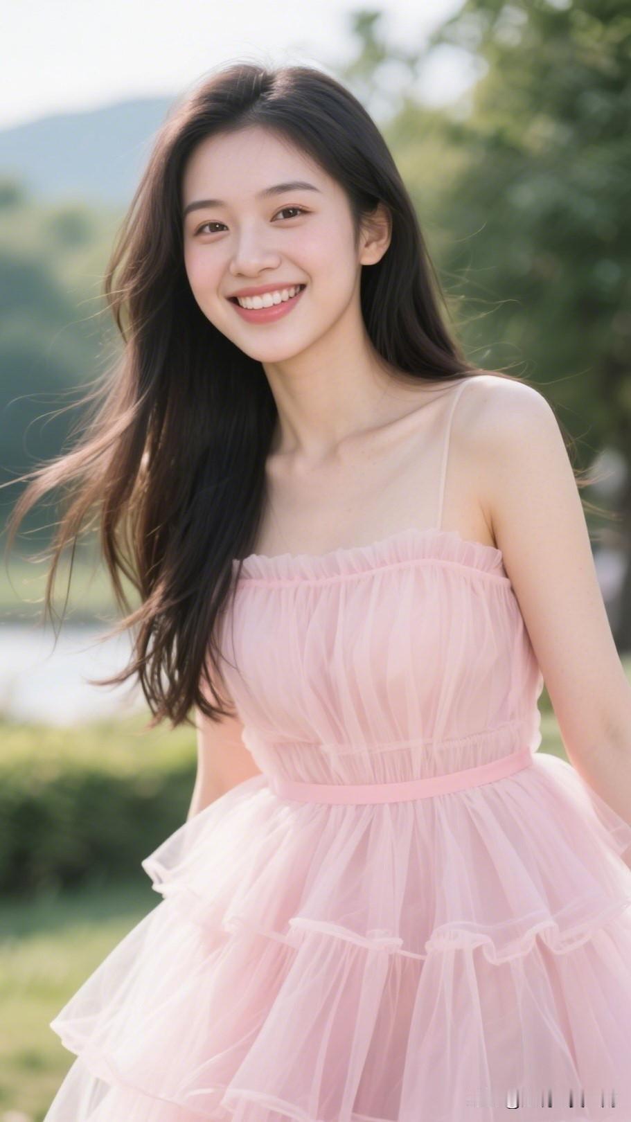 夏日甜心穿搭，粉色纱裙飘逸动人。用镜头记录生活的美