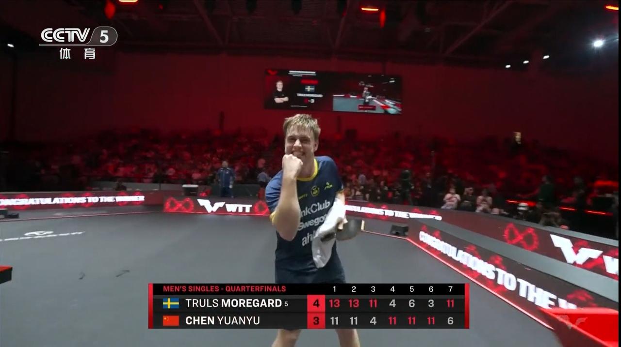 2026WTT新加坡大满贯赛陈垣宇3-4惜败莫雷加德，无缘男单4强。这比赛看得人