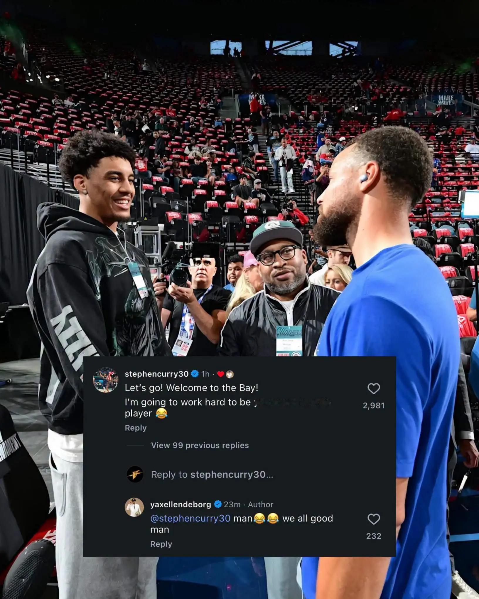 勇士队新秀伦德伯格回应库里Ins留言翻译:兄弟，都🐔⑧哥们库里nba选秀大会金