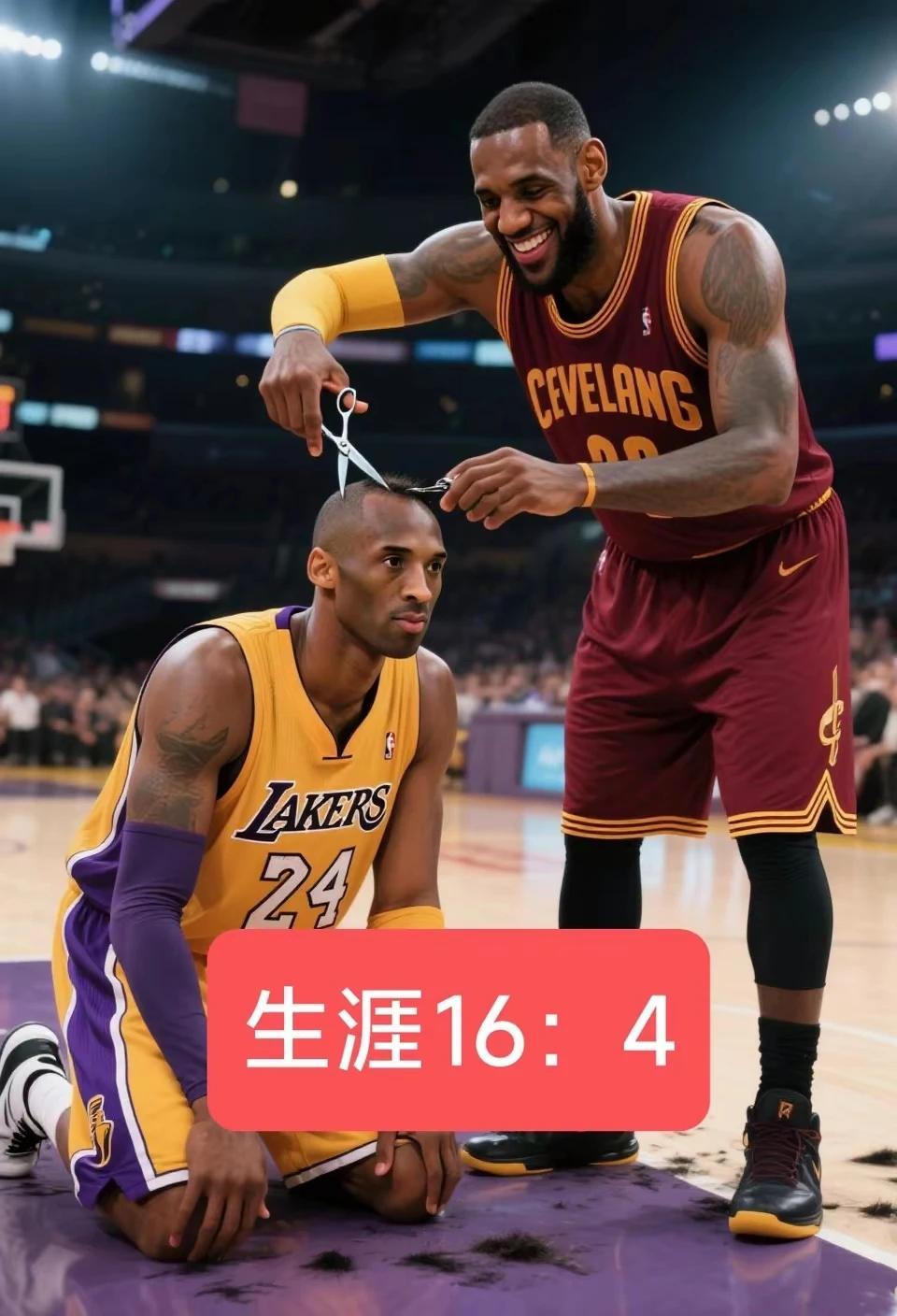 詹姆斯和科比职业生涯对阵20场，詹姆斯赢了其中的16场！ ​​​