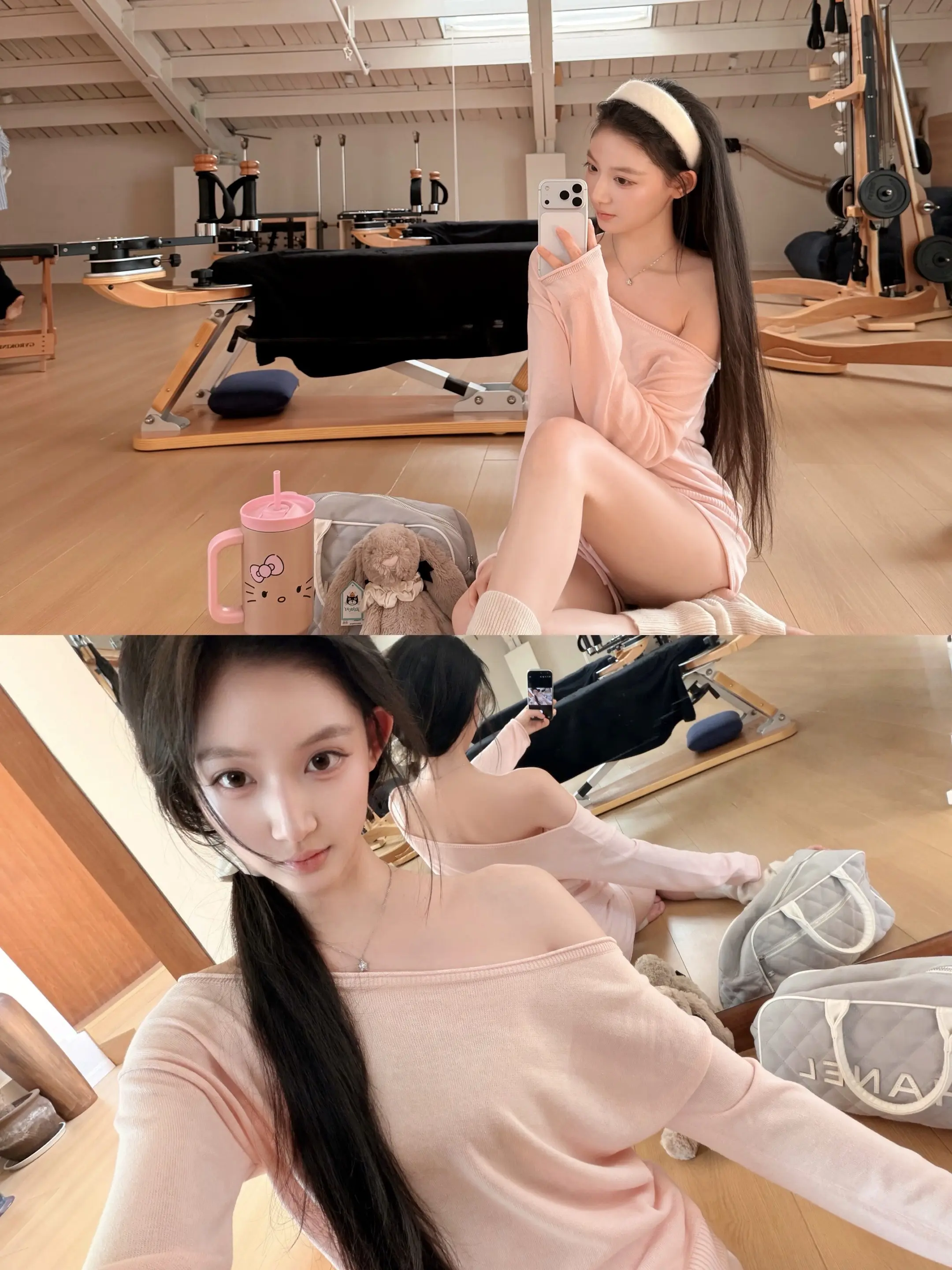 当普拉提女孩的一天。