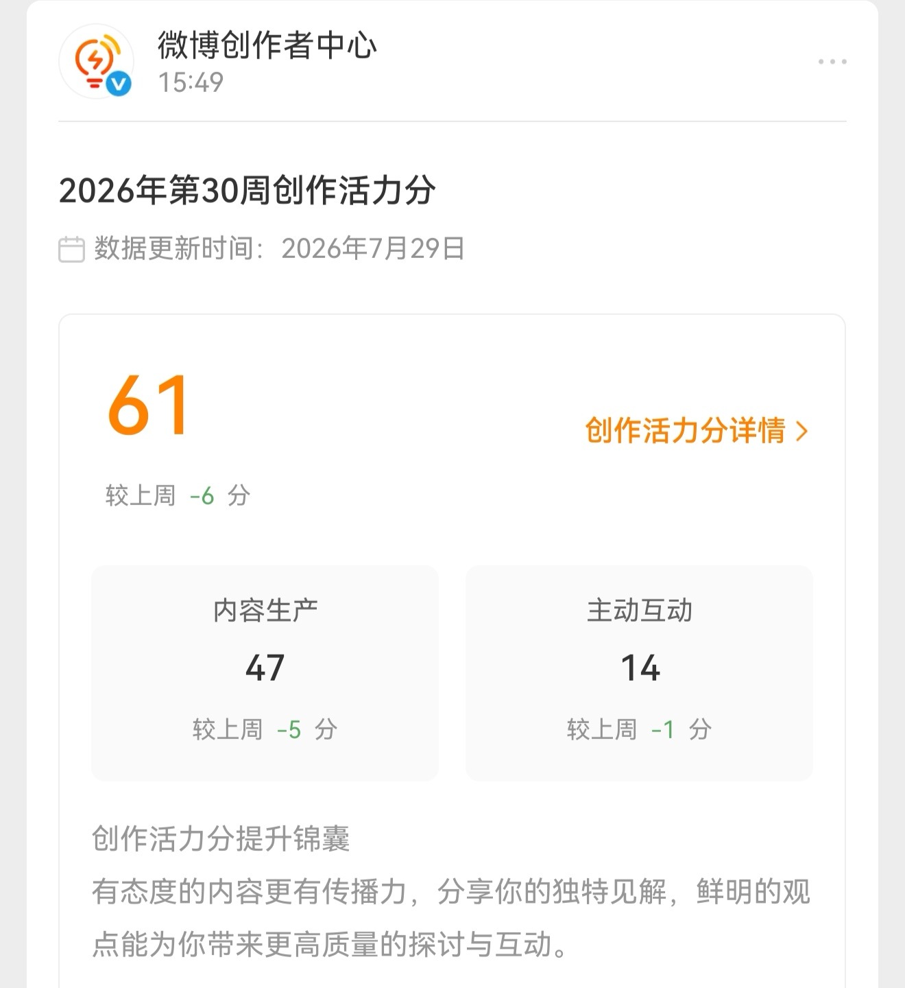这个活力分为啥越来越低呢？