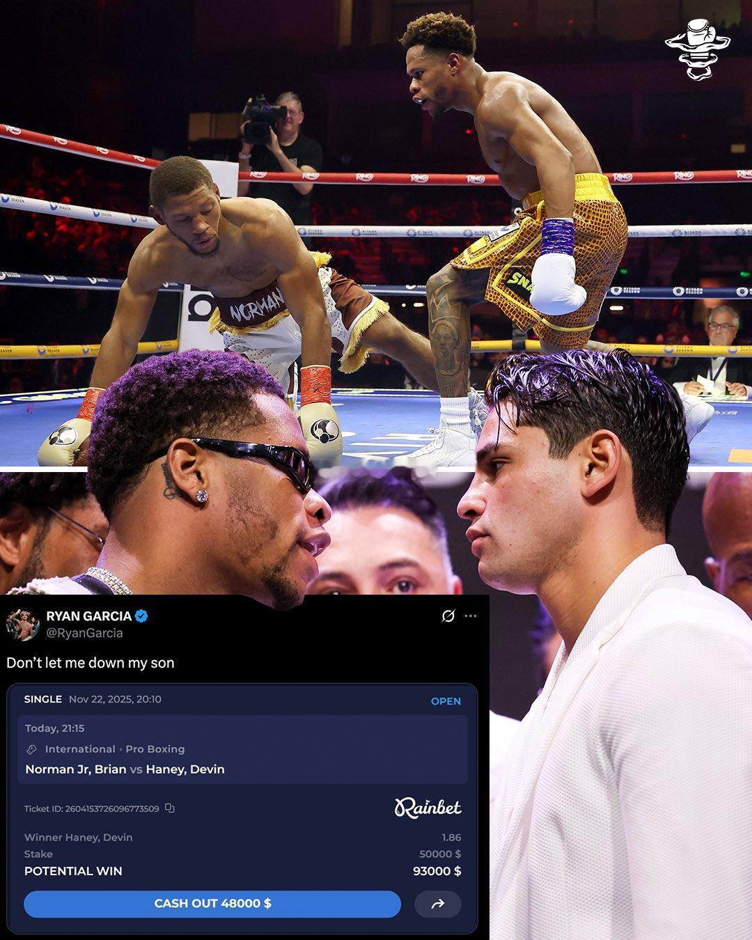 瑞安·加西亚Ryan Garcia 买了德文·哈尼Devin Haney 5w 