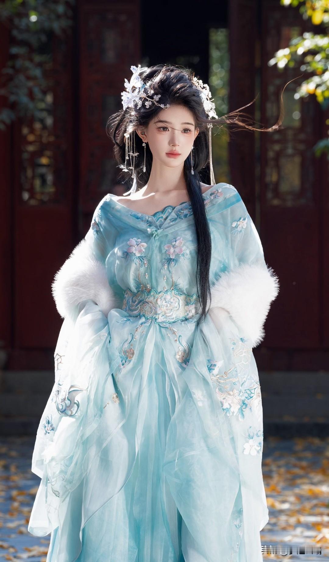 “寒风吹袂起，绒花簪鬓边，岁岁又年年。”