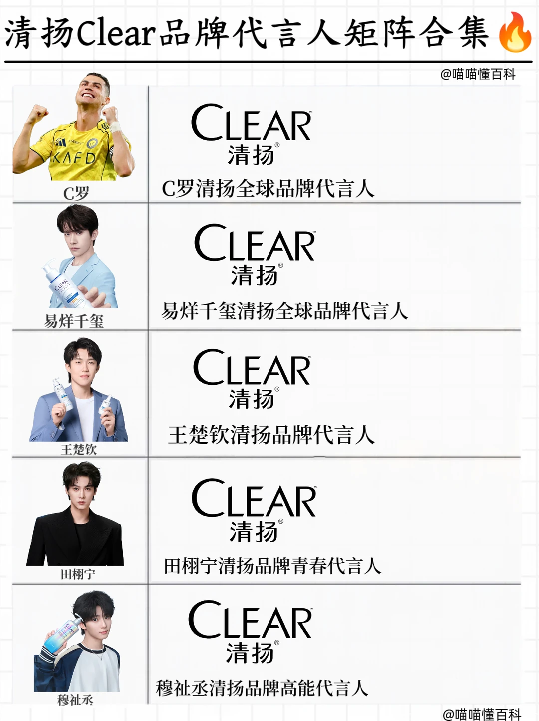 清扬品牌各类代言人矩阵合集