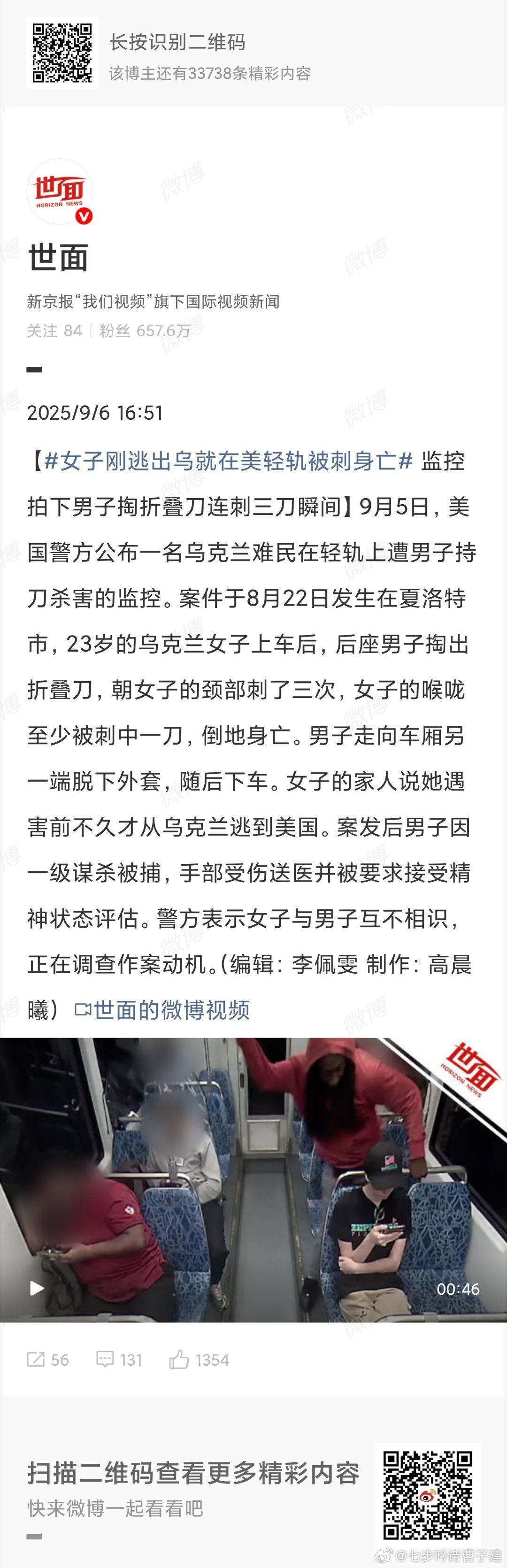 女子刚逃出乌就在美轻轨被刺身亡刚出狼窝又入虎穴[无聊] ​​​