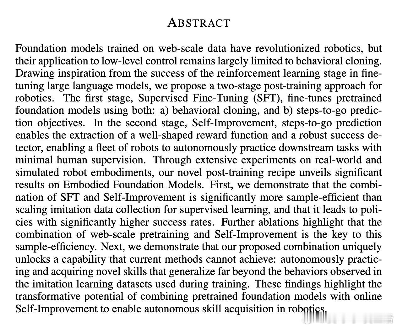 [LG]《Self-Improving Embodied Foundation 