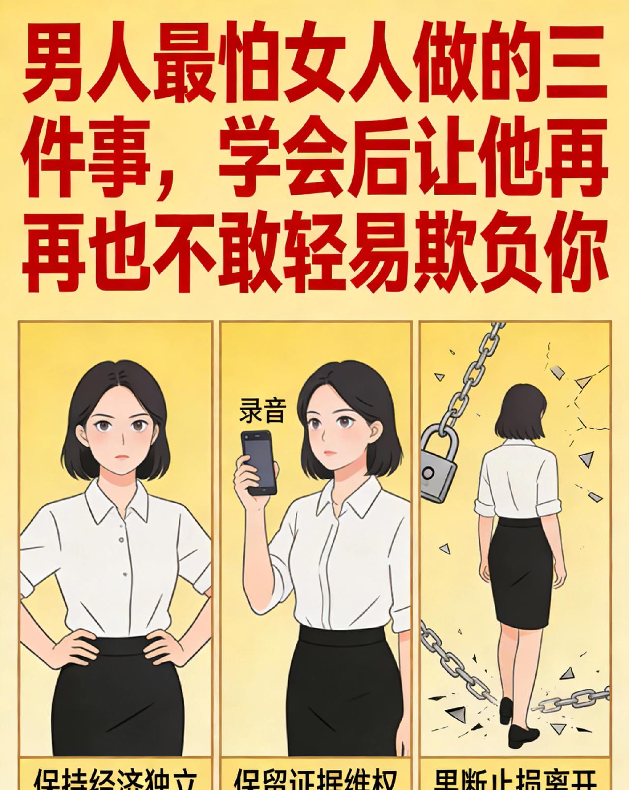 男人最怕女人做的三件事，学会后让他再也不敢轻易欺负你！
 
男人骨子里再强硬，也