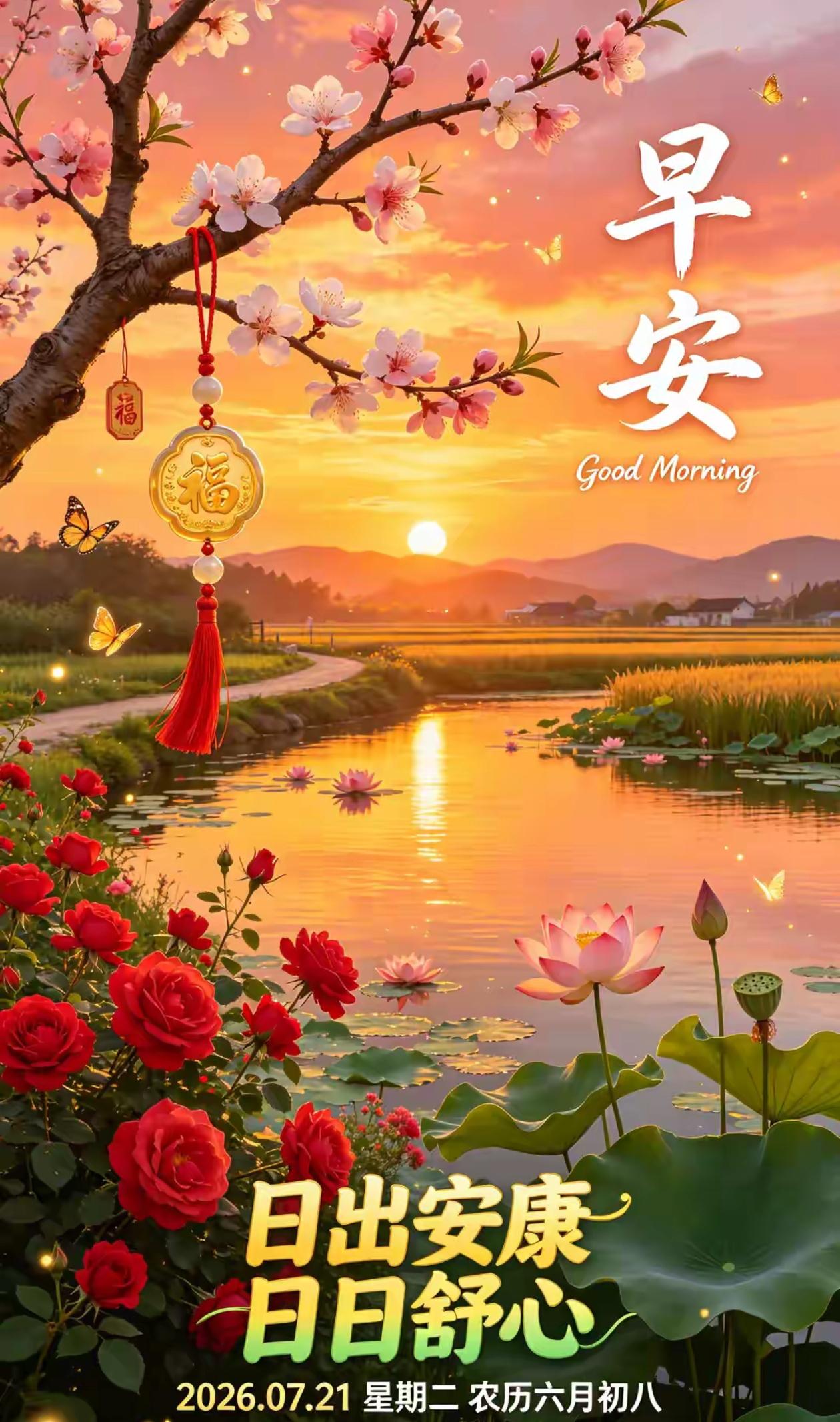 🌺2026年7月21日，伏天觅清宁，朝夕享清欢🌺

☘️🌅盛夏清晨，晨光轻
