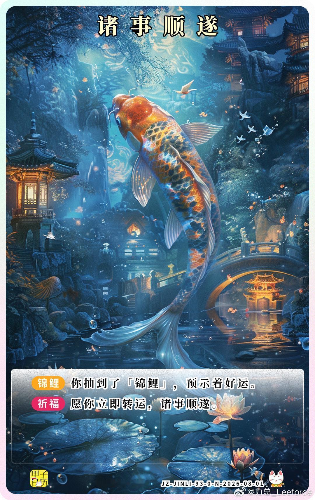 锦鲤 愿你立即转运，诸事顺遂。 