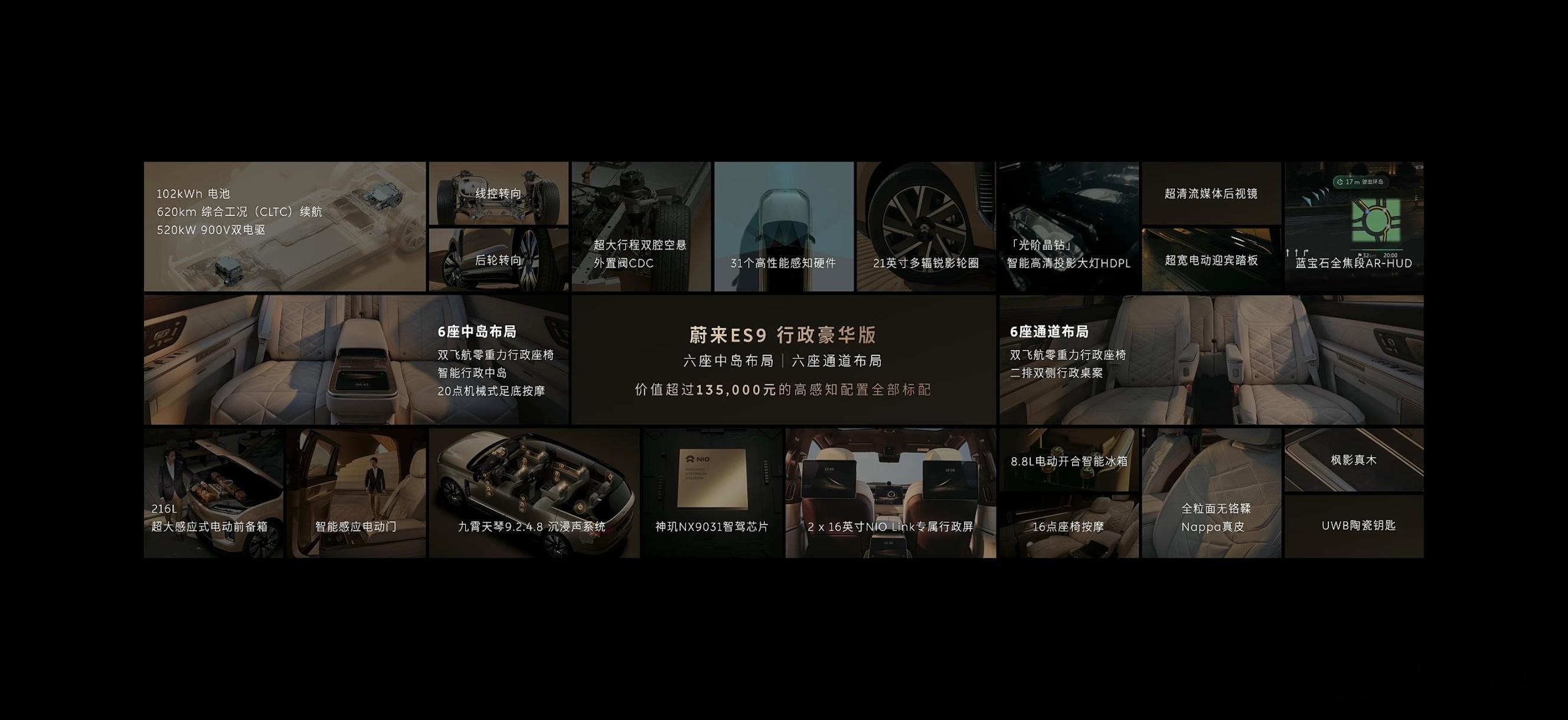 蔚来ES9，标配车型行政豪华版预售价52.8万起，租电版42万起。今晚是斌神？还