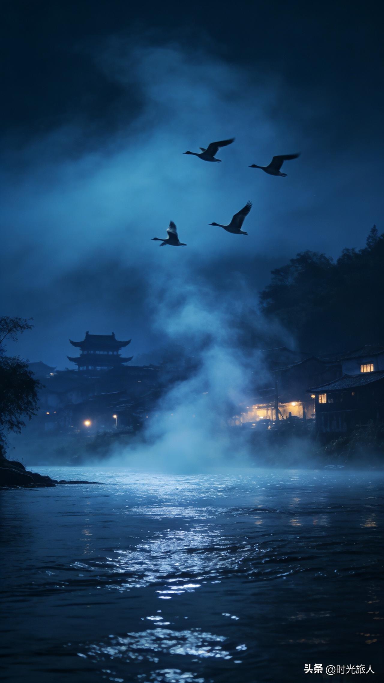 上联：烟横楚水楼灯静
下联：风落江村雁语疏？