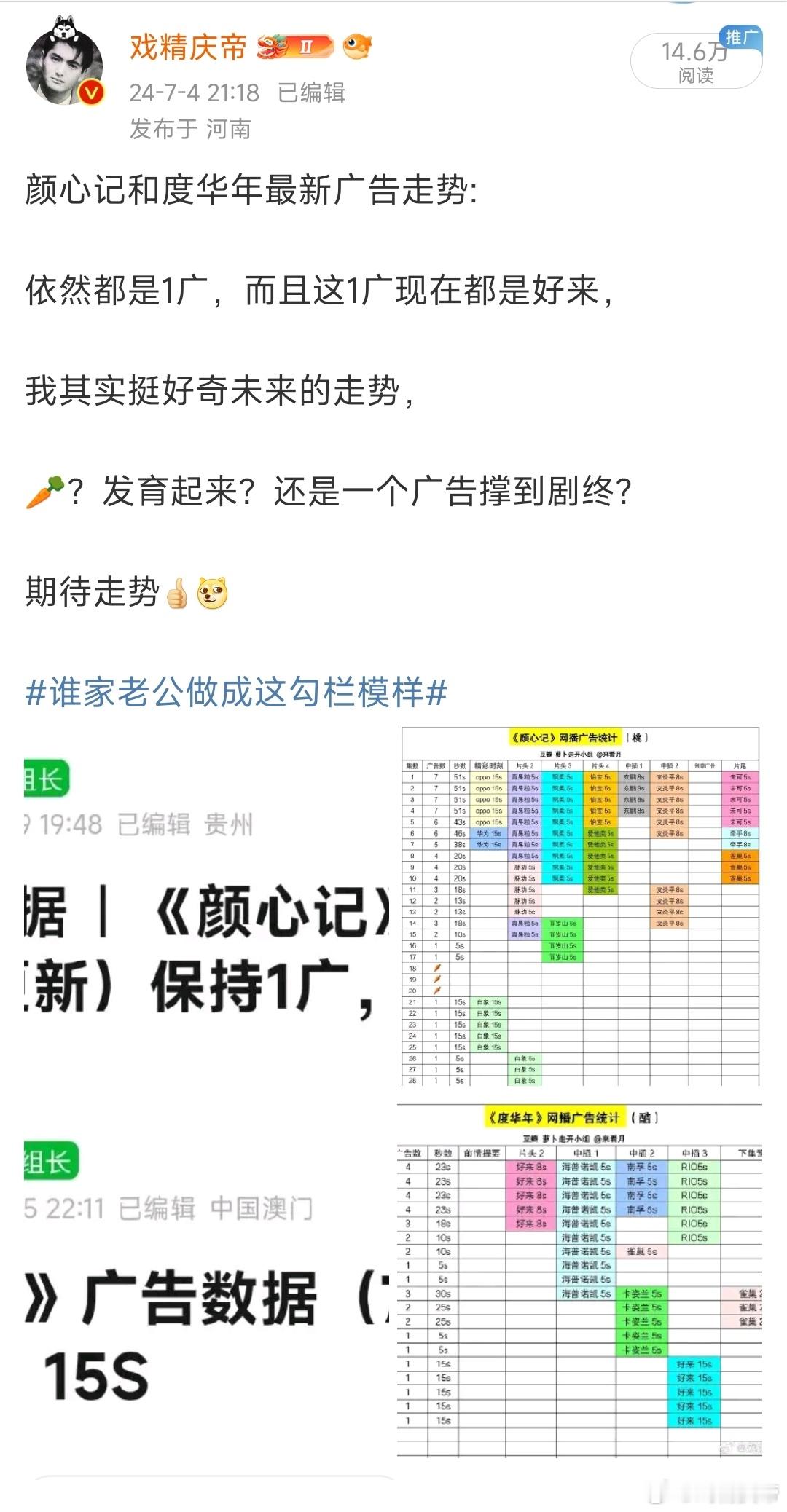 今天度华年就来了一根🥕，这剧到底播的怎么样啊？看热带还是看广告啊？我看热度还算
