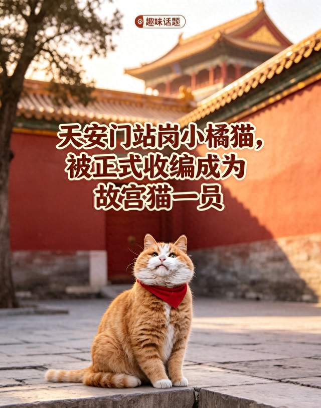 天安门站岗小橘猫，被正式收编成为故宫猫一员