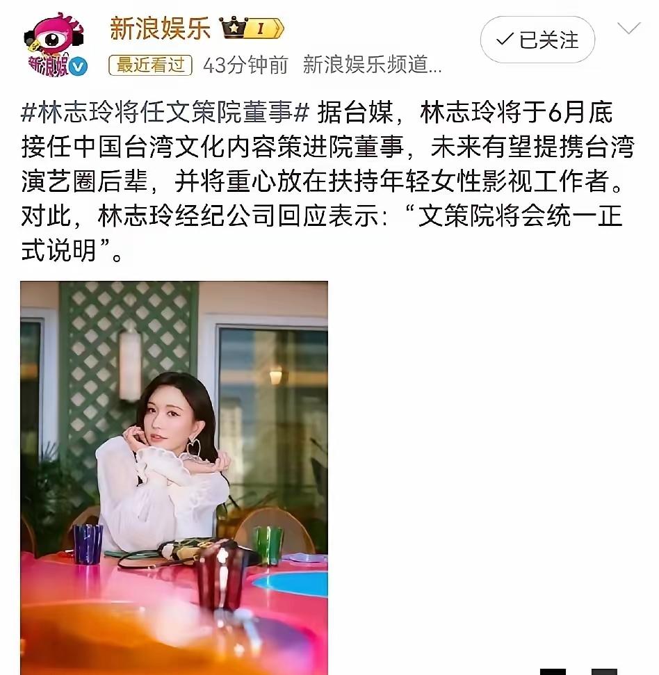 林志玲官宣担任台湾“文策院”董事消息一出，很多大陆人不理解，为何她去干这个事情？