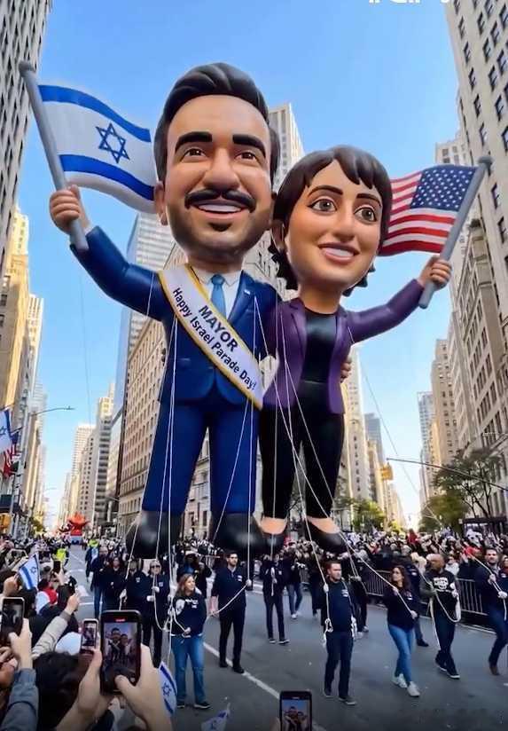 美式幽默：纽约市长马姆达尼表示不会参加纽约的以色列国庆游行。结果有人把他夫妻俩做