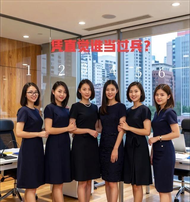六个女同事里混进了一个退伍兵，大家帮忙看看是哪个？

感觉那个站得笔直、走路带风