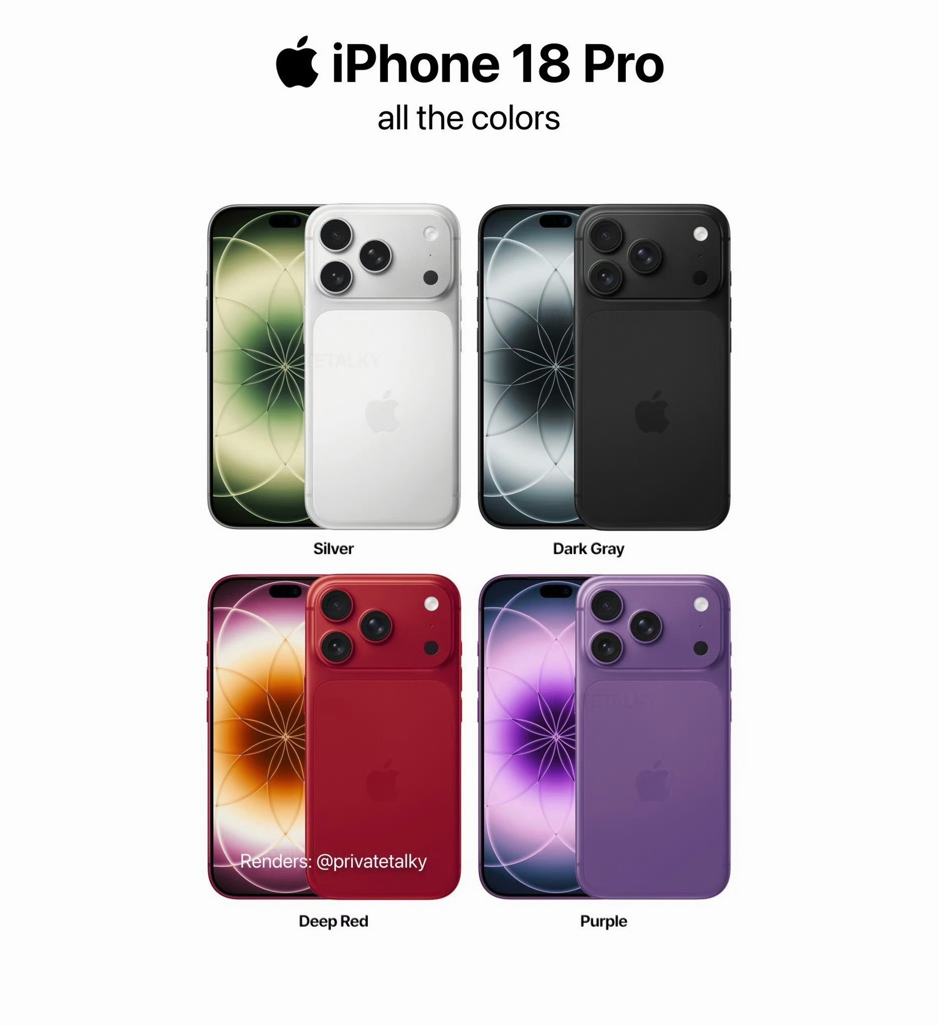 iPhone18Pro配色前瞻汇总一下具体信息：iPhone 18 Pro 系列