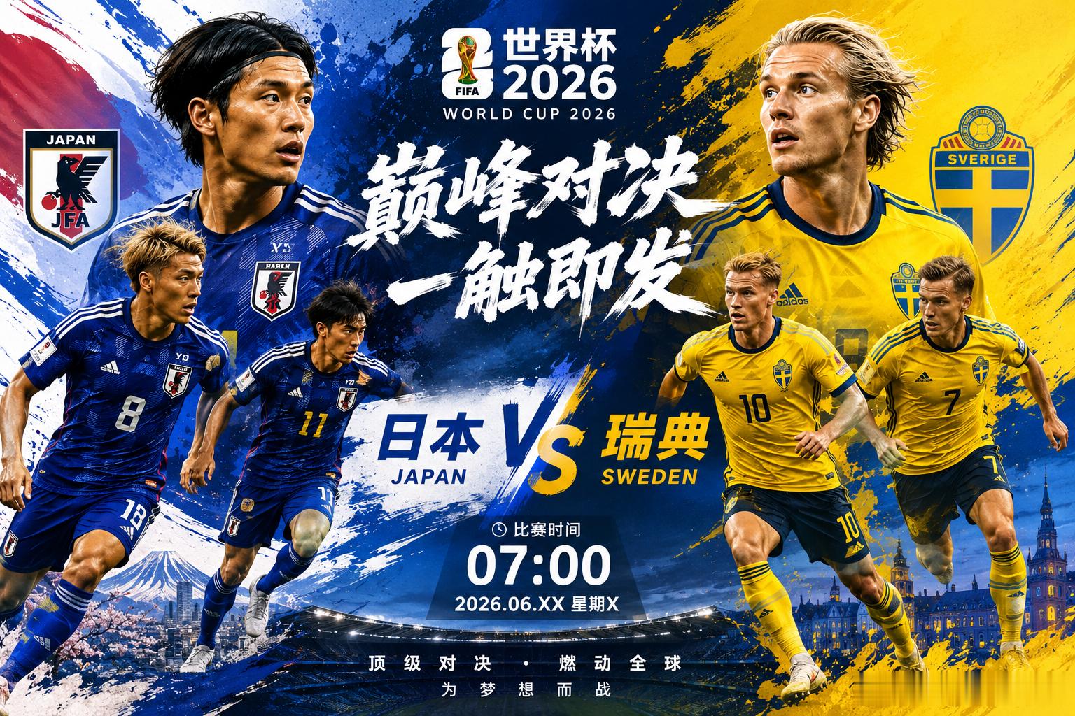 2026世界杯🏆⏰ 07:00058 日本vs瑞典开球：日本方向：日本小赢年龄