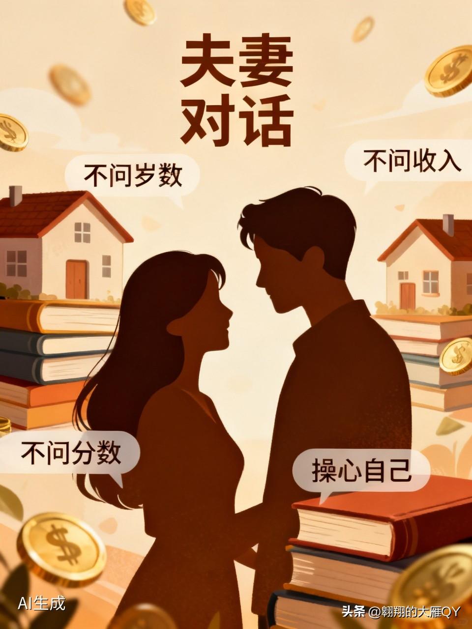 夫妻搞笑对话
老公说：“儿子摸底考试，你问老师了没？考多少分啊？”
老婆说：“我