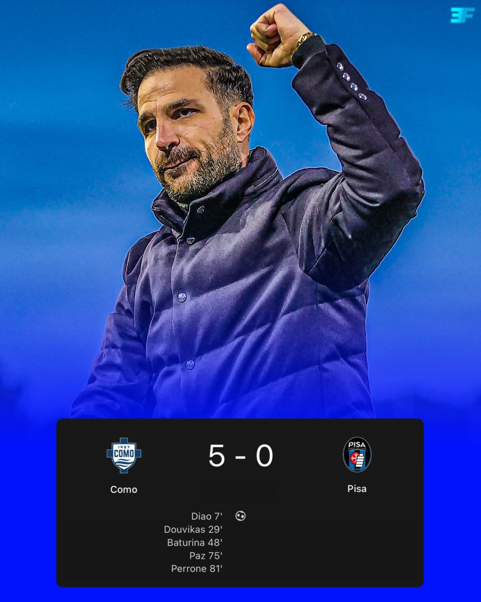 🔵⚪️科莫队大获全胜！他们目前在意甲联赛中排名第四，占据着欧冠资格。 🇪🇺