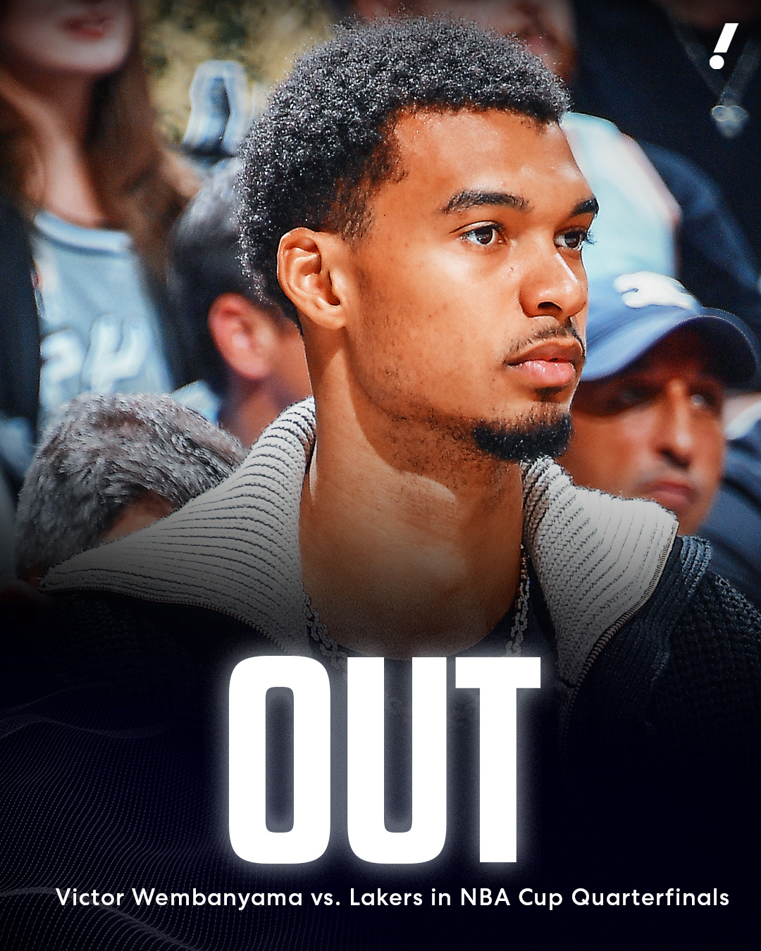 马刺宣布文班亚马不会出战明日和湖人的NBA杯淘汰赛。马刺vs湖人NBA杯