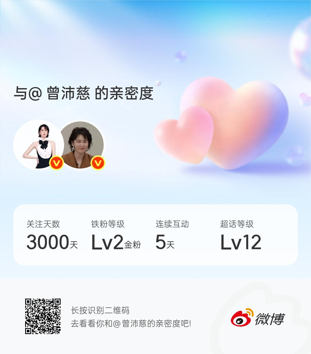 快来看看我与的亲密度！ 微博亲密度与曾沛慈的亲密度 ​​​