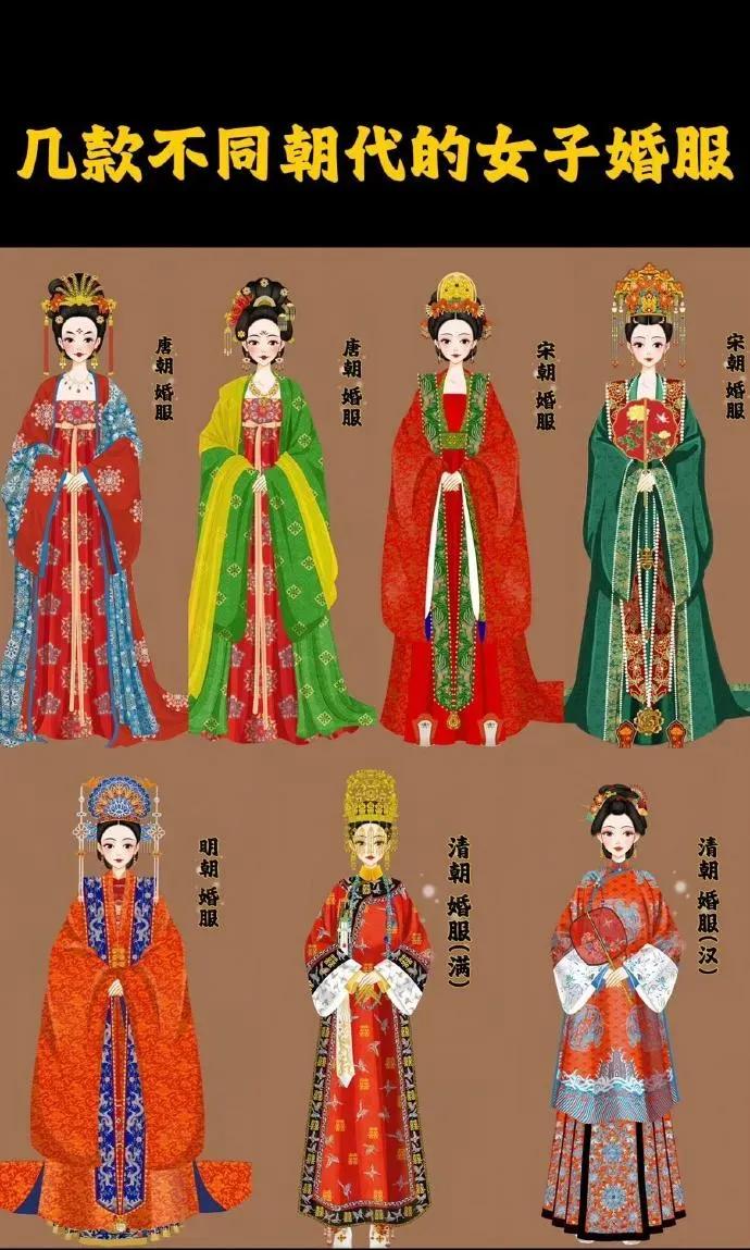 不同朝代的婚服，都太美了。古代装这么好看