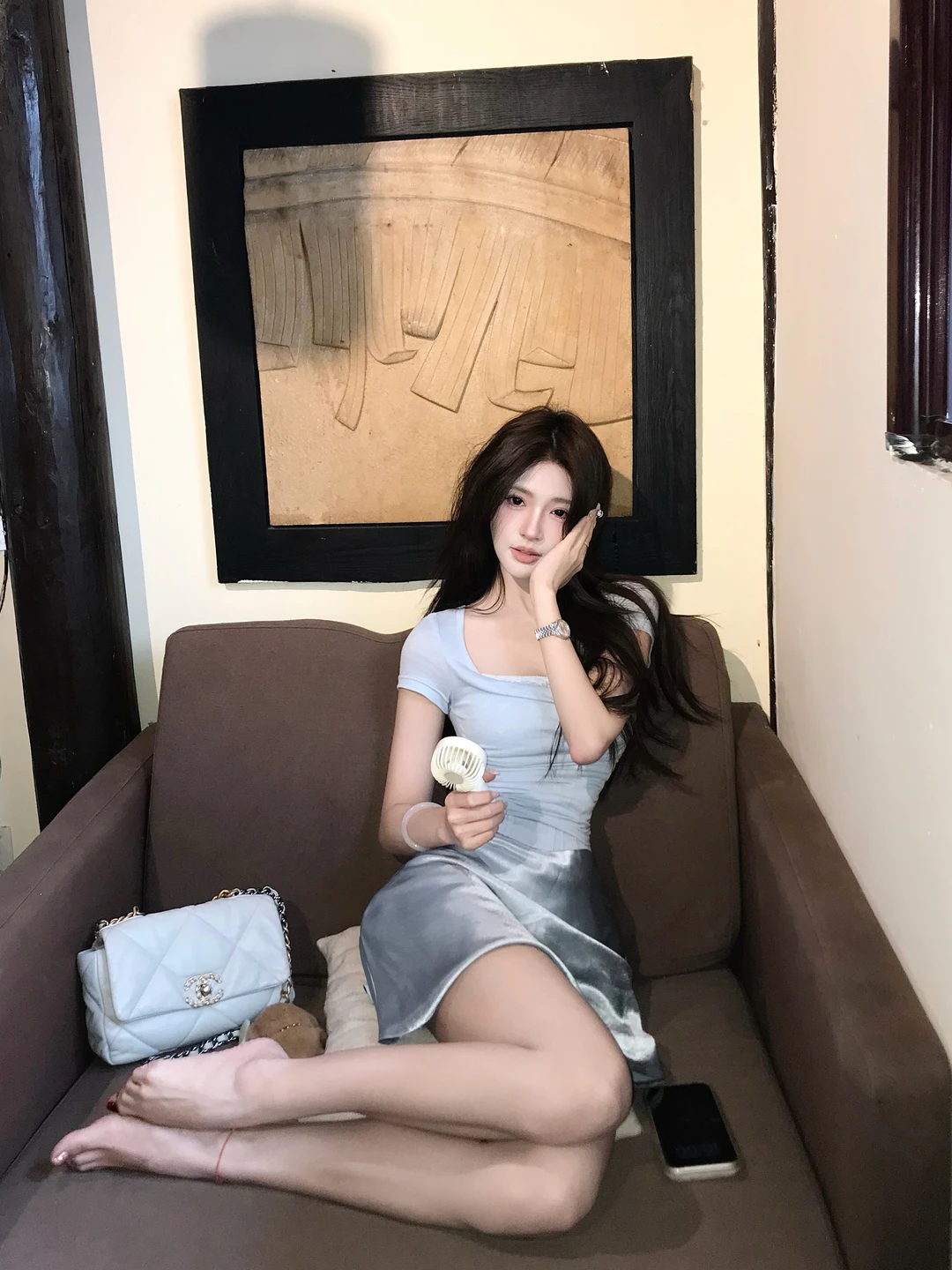 来了！蓝灰小裙子的氛围感～