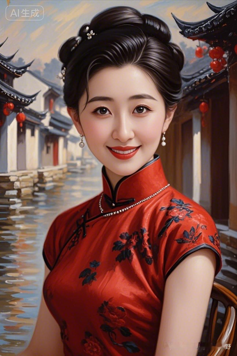 古风美人，红衣飘逸，笑靥如花，韵味十足！