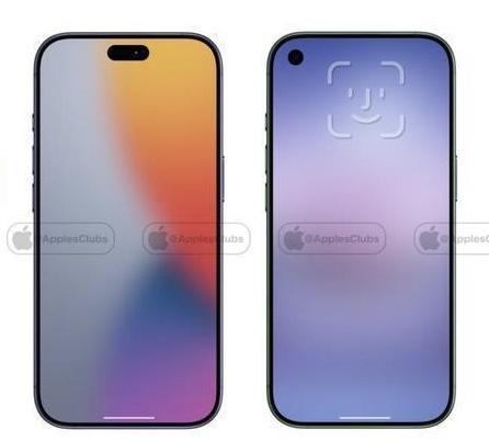 左边iPhone 17 Pro，居中打孔屏
右边iPhone 18 Pro，左上