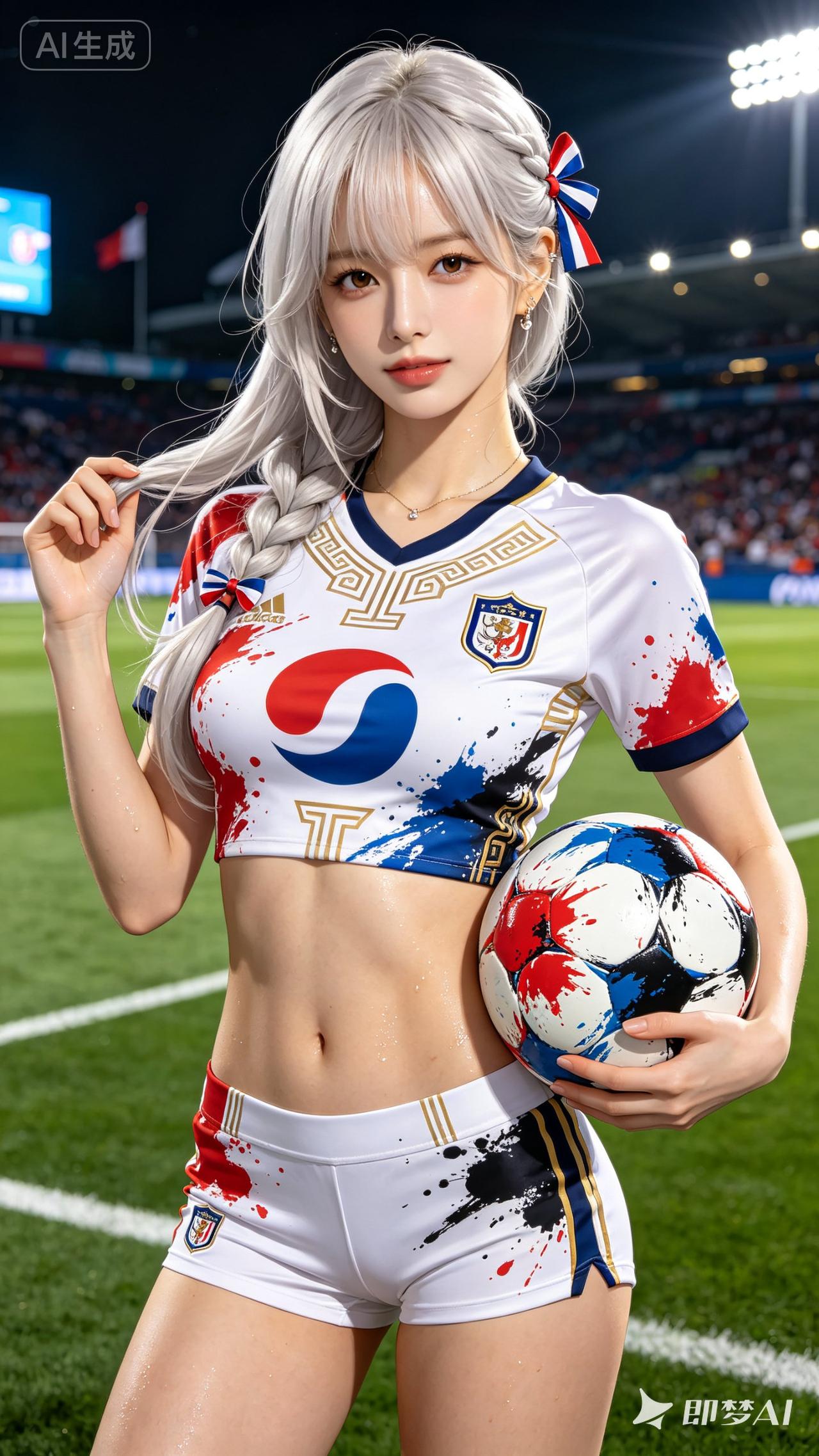足球少女，激情赛场，活力四射！🏆💃🏐
