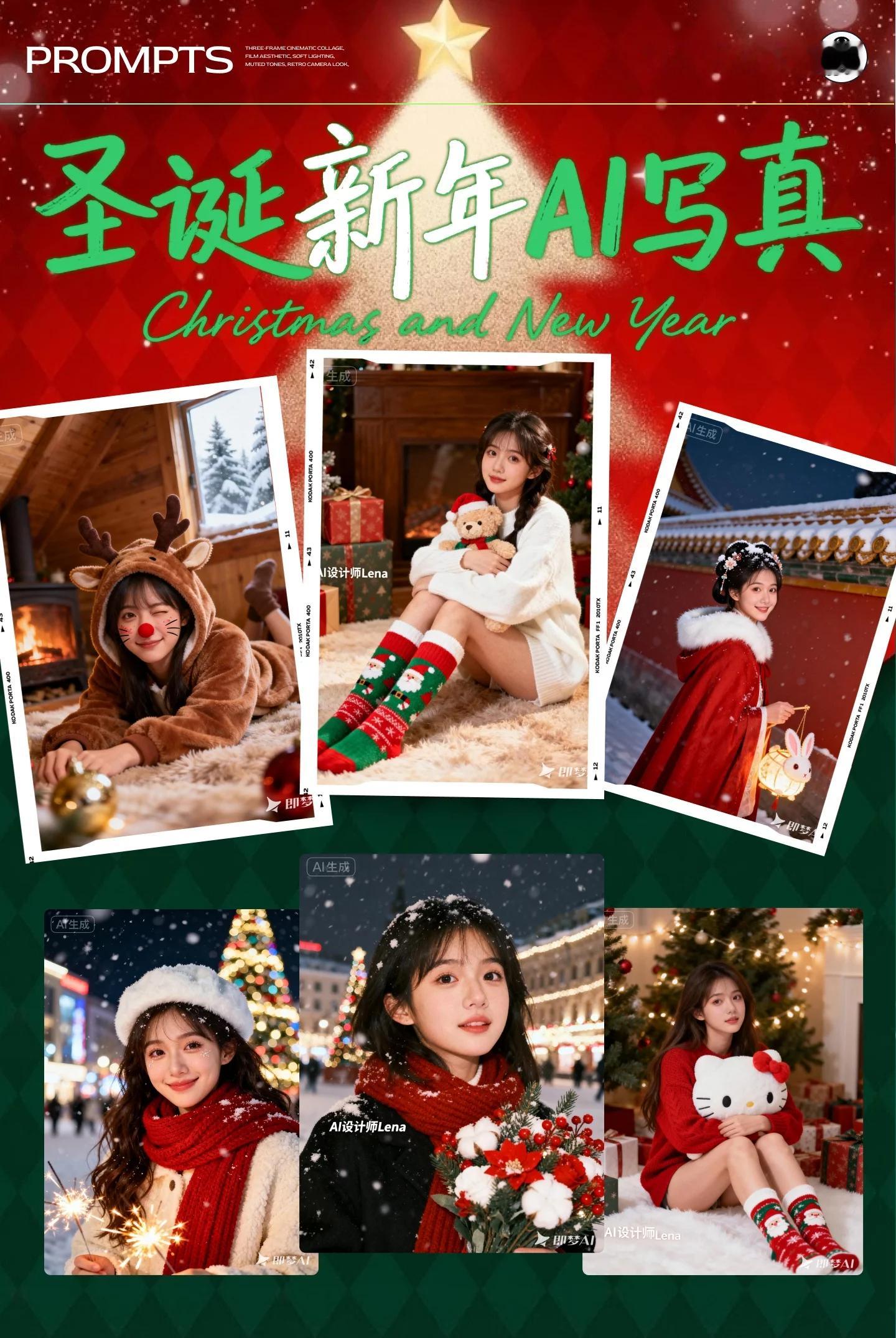 圣诞节新年大片 0元出大片！20+绝美圣诞新年AI写真提示词灵感 