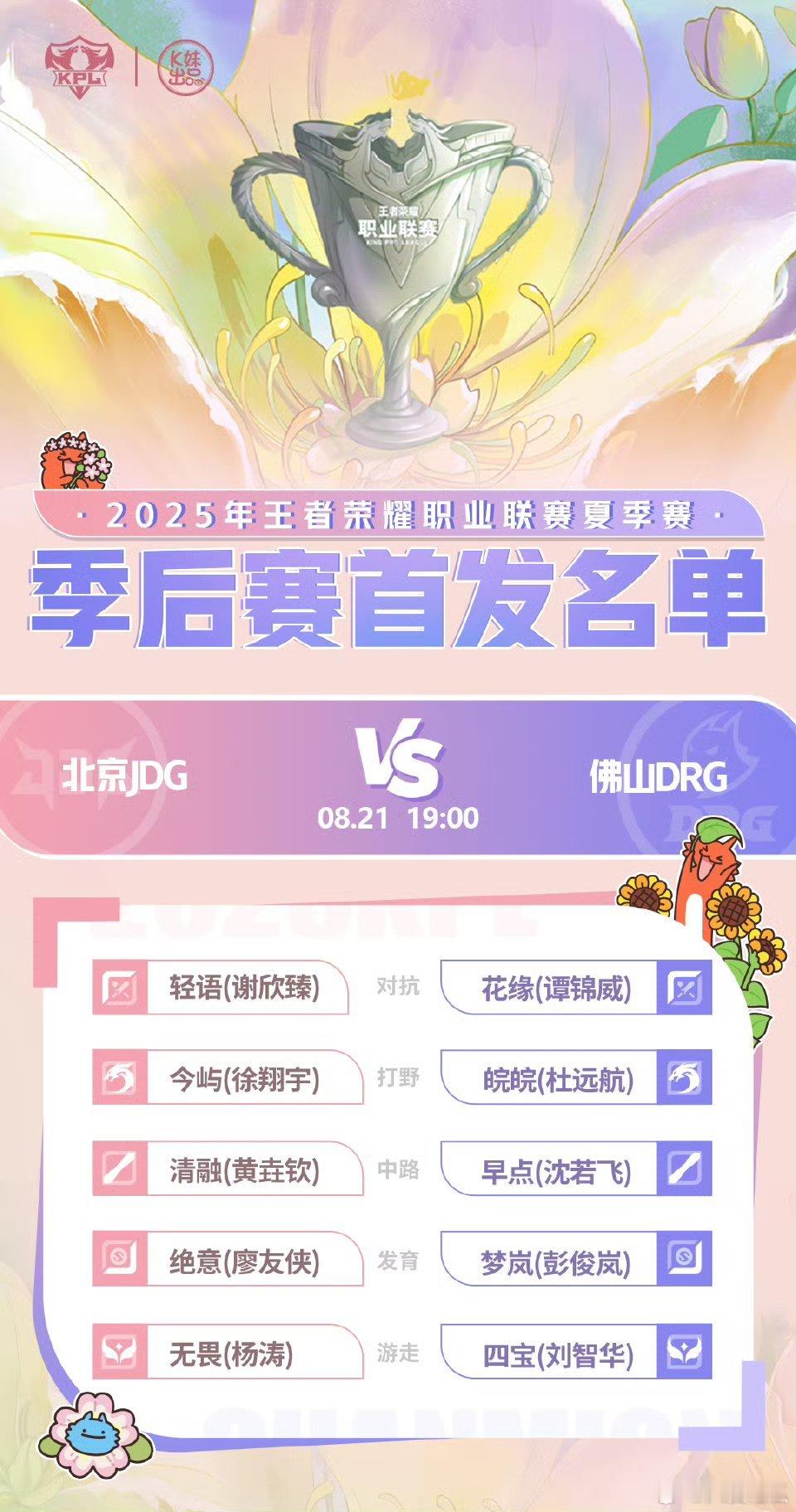 2025KPL夏季赛季后赛｜首发名单解说席：一雪 潇洒 鹏鹏主持人& Surpr