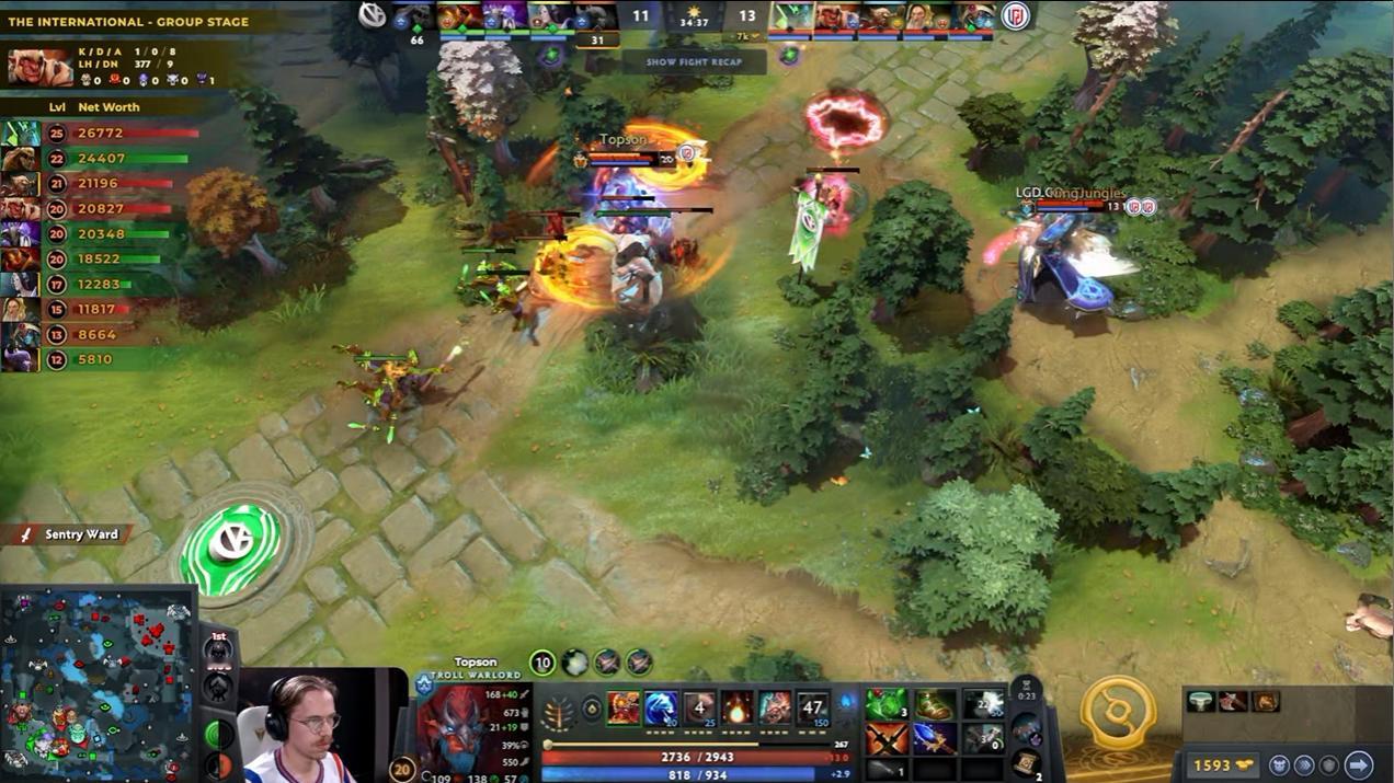 DOTA2TI15 瑞士轮2-2组VG对阵LGD战队BO3第一局，经过53分钟，