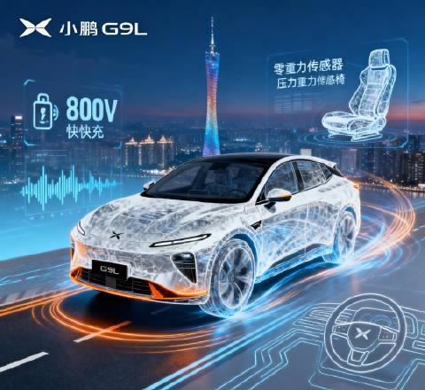 小鹏G9L全球首秀，预售价25.98万元起，提供纯电与超级增程双动力。车长512