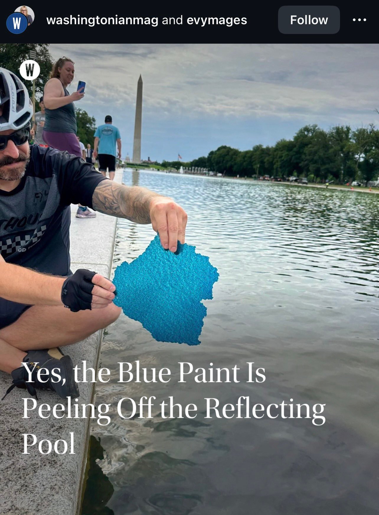 你川中央为了节目效果给reflection pool涂的蓝色漆已经开始剥落了👍