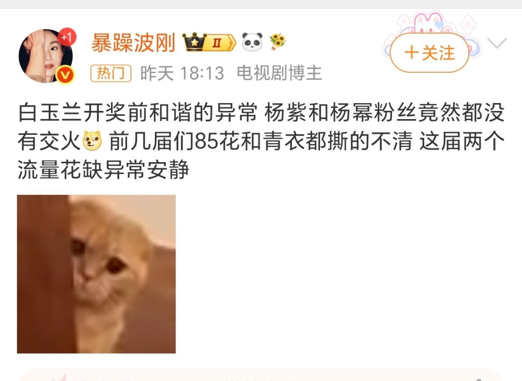 白玉兰开奖前和谐得异常某人粉丝急得呀…… 