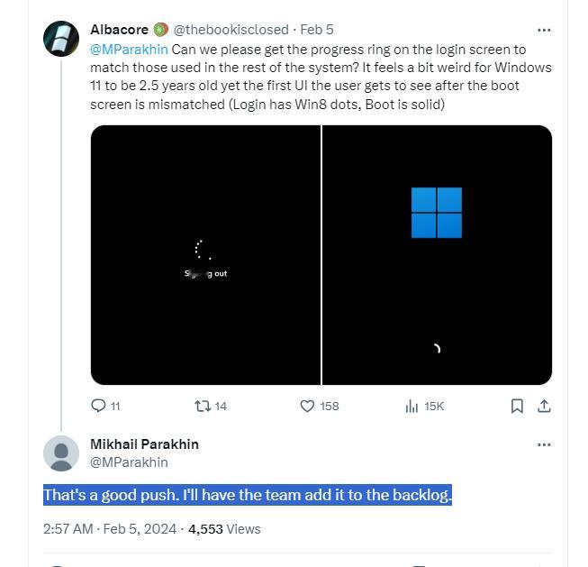 针对 Windows 11 登录和启动界面不统一的问题，掌管 Windows 团