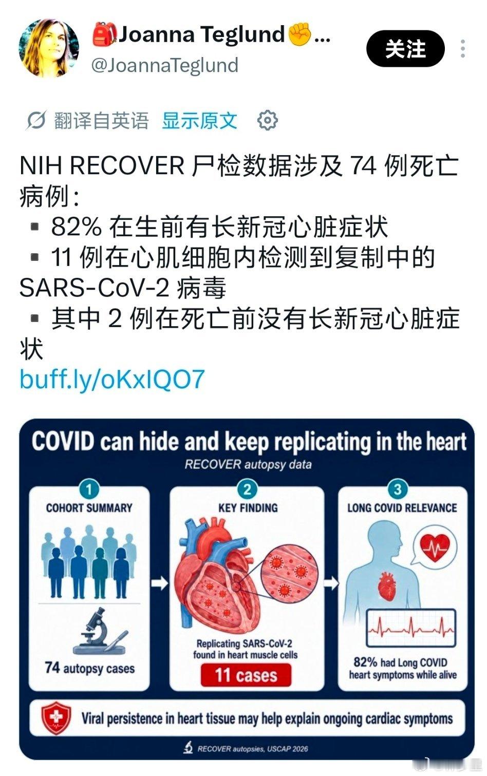 “其中2例在死亡前没有长新冠心脏症状” 