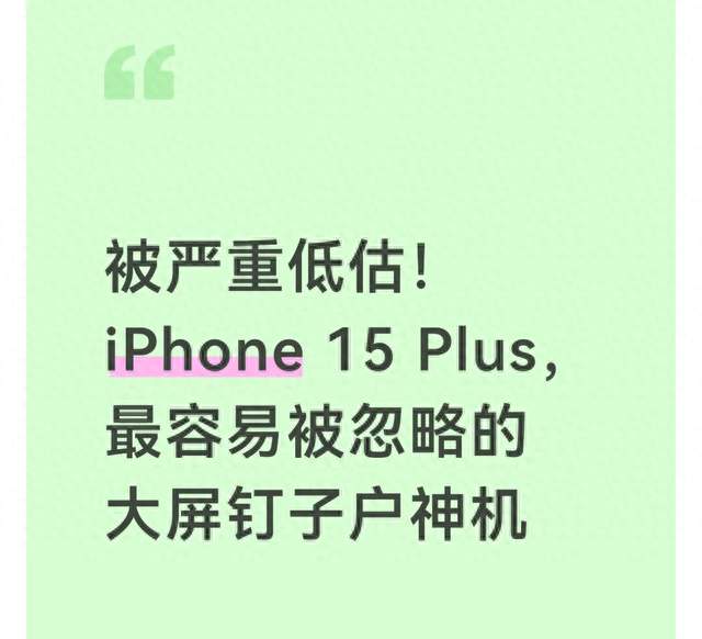 iPhone 15 Plus，最容易被忽略的大屏钉子户神机
