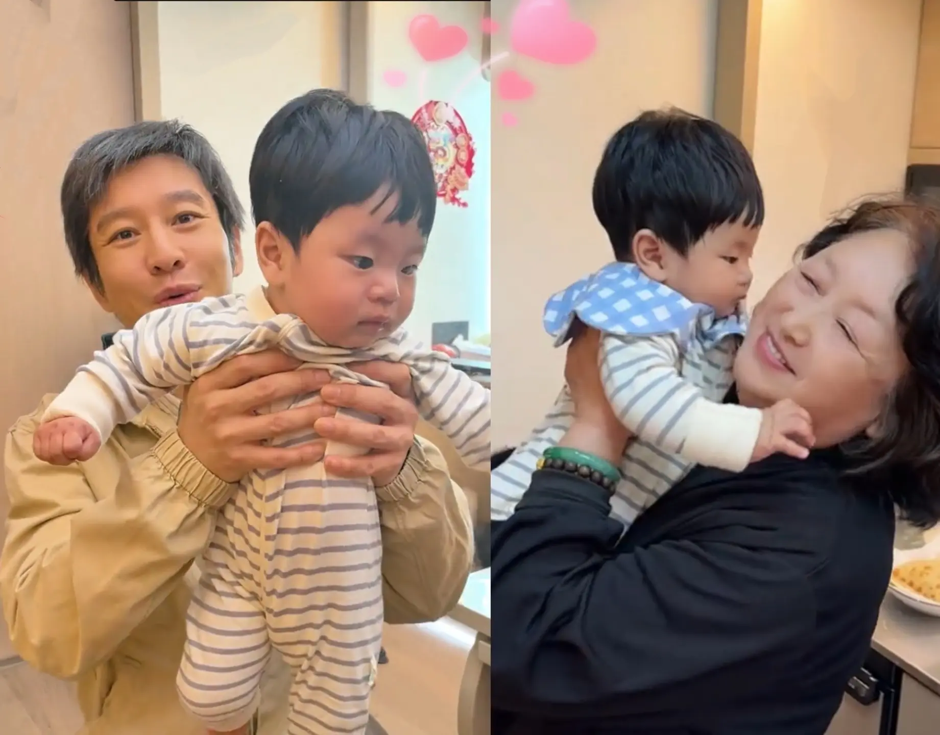 黄晓明剧组抱娃，宝宝称呼他为“大爸爸”黄晓明家人去探他的班，亲戚家宝宝...