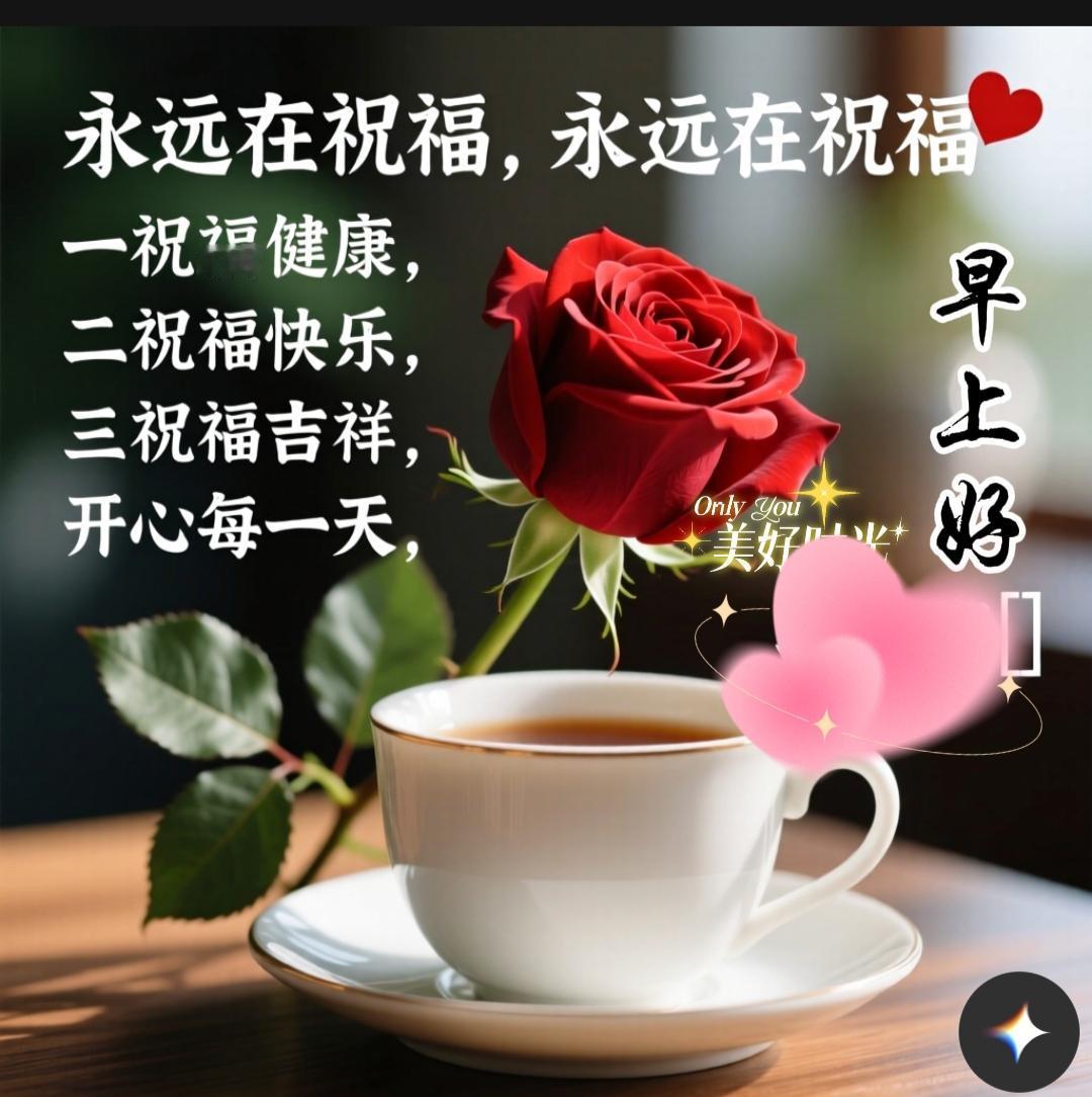 每天的祝福送道，是我们不变的承诺。
祝福永远在，
永远在祝福，
一祝福健康，
二