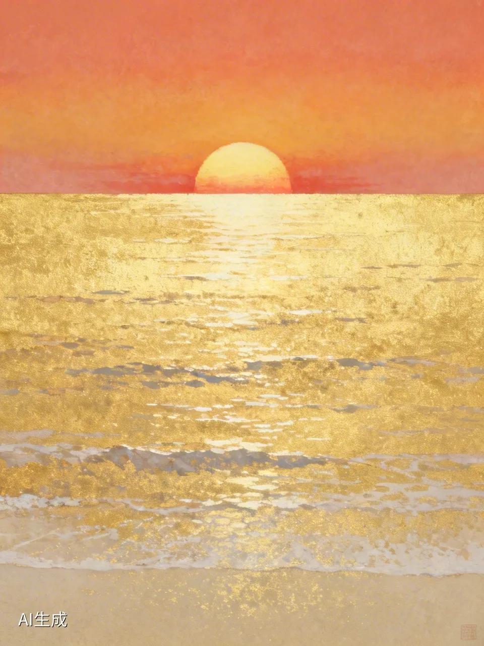 出上：闲观落日染天际，
对下：静睹升阳涂海洋。