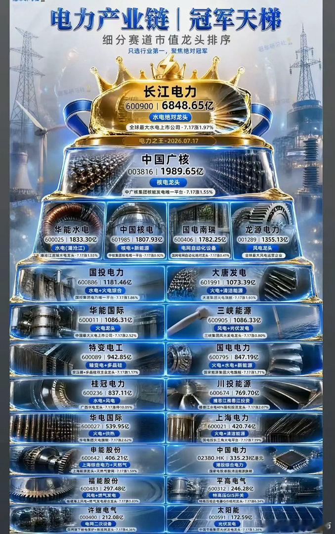 【电力产业链“冠军天梯”出炉！谁是真正的“电力之王”？⚡️】🏆 巅峰王者：长江