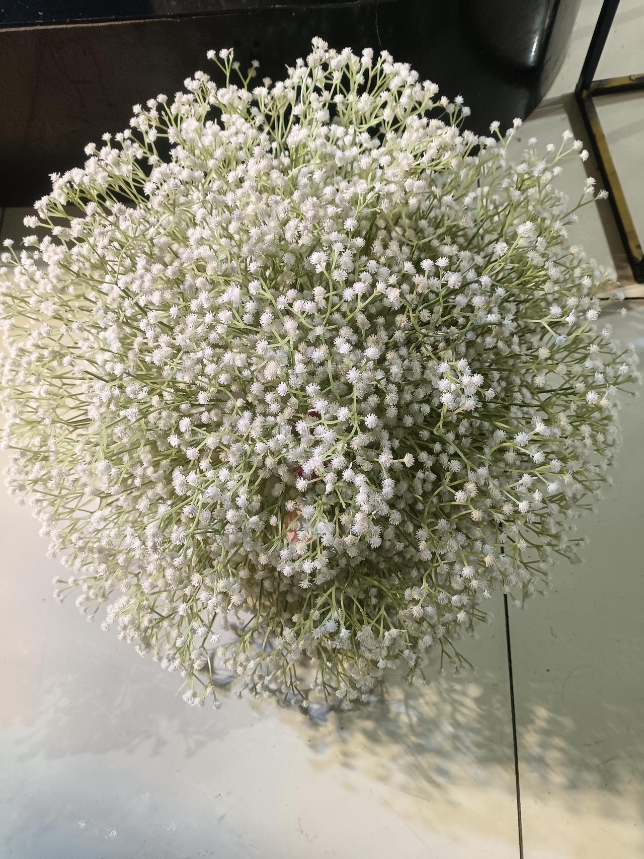 蓬松的白色满天星，枝桠纤柔，花簇如云，自带朦胧温柔感。