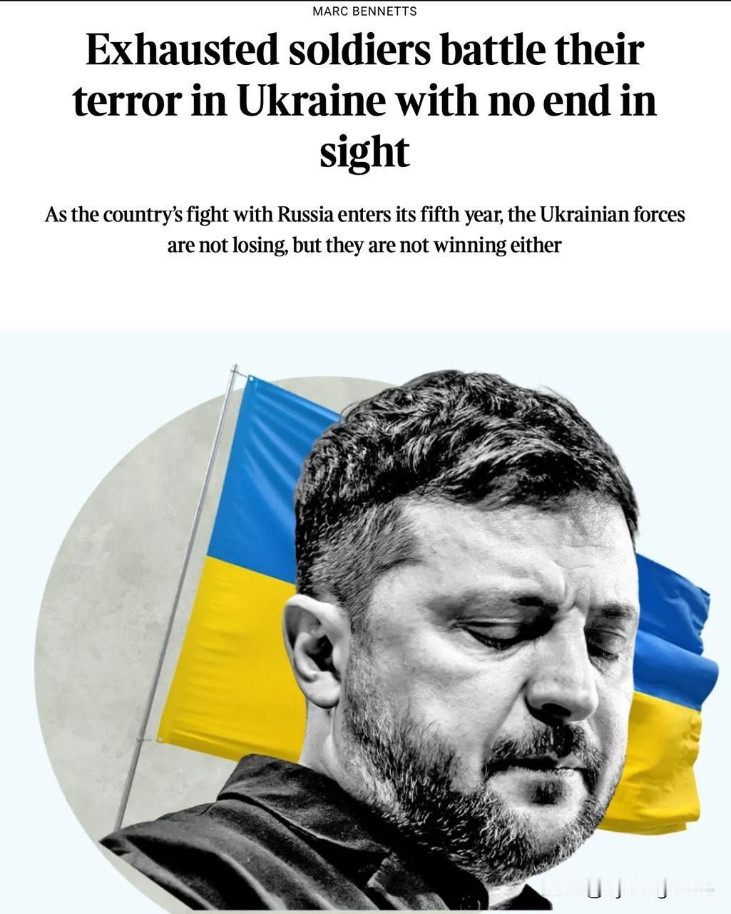 昨日《泰晤士报》的头条新闻之一，是宣传员马克·贝内特斯从仍被占领的扎波罗热地区发