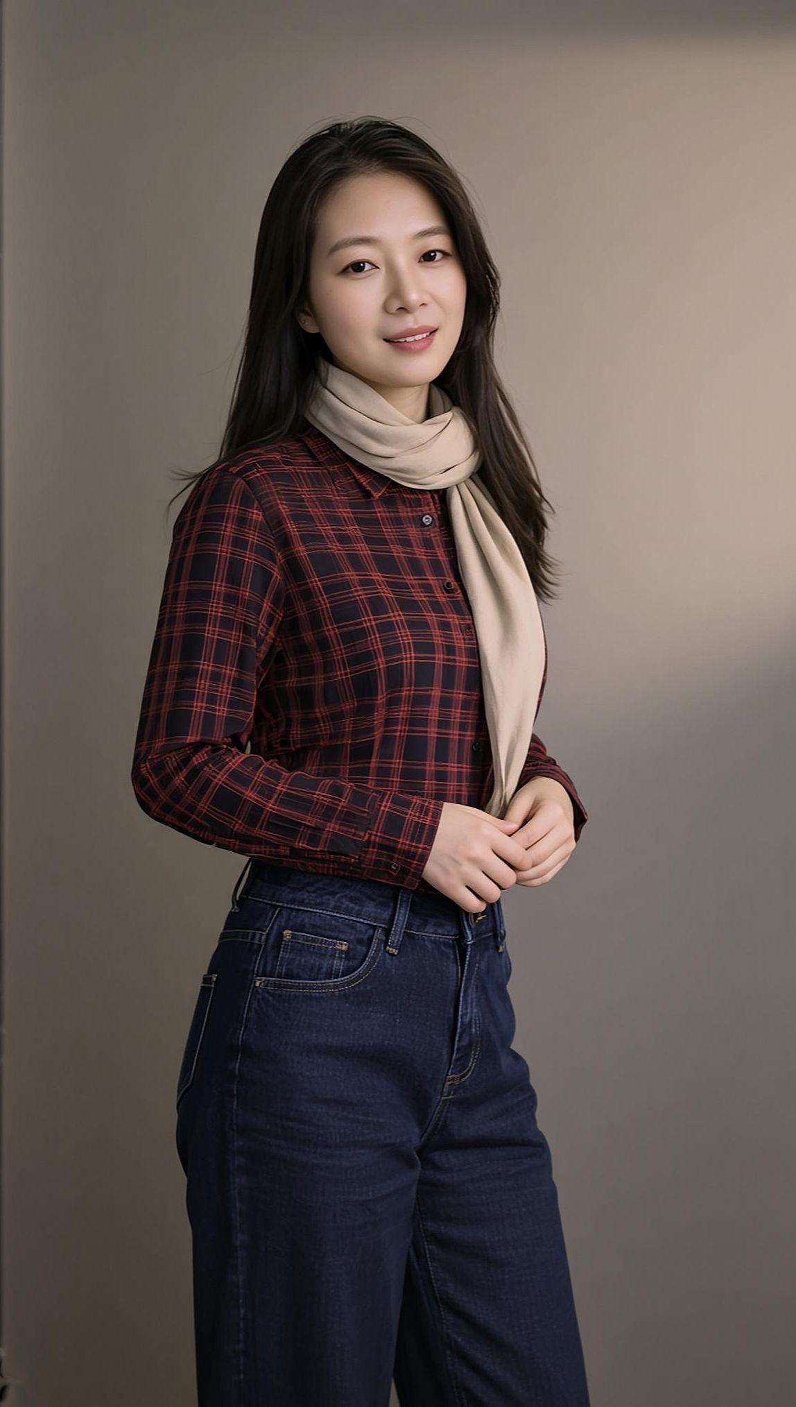 AI暖棕系写真 颜值在线时尚春季穿搭专业写真风格 甜系女孩