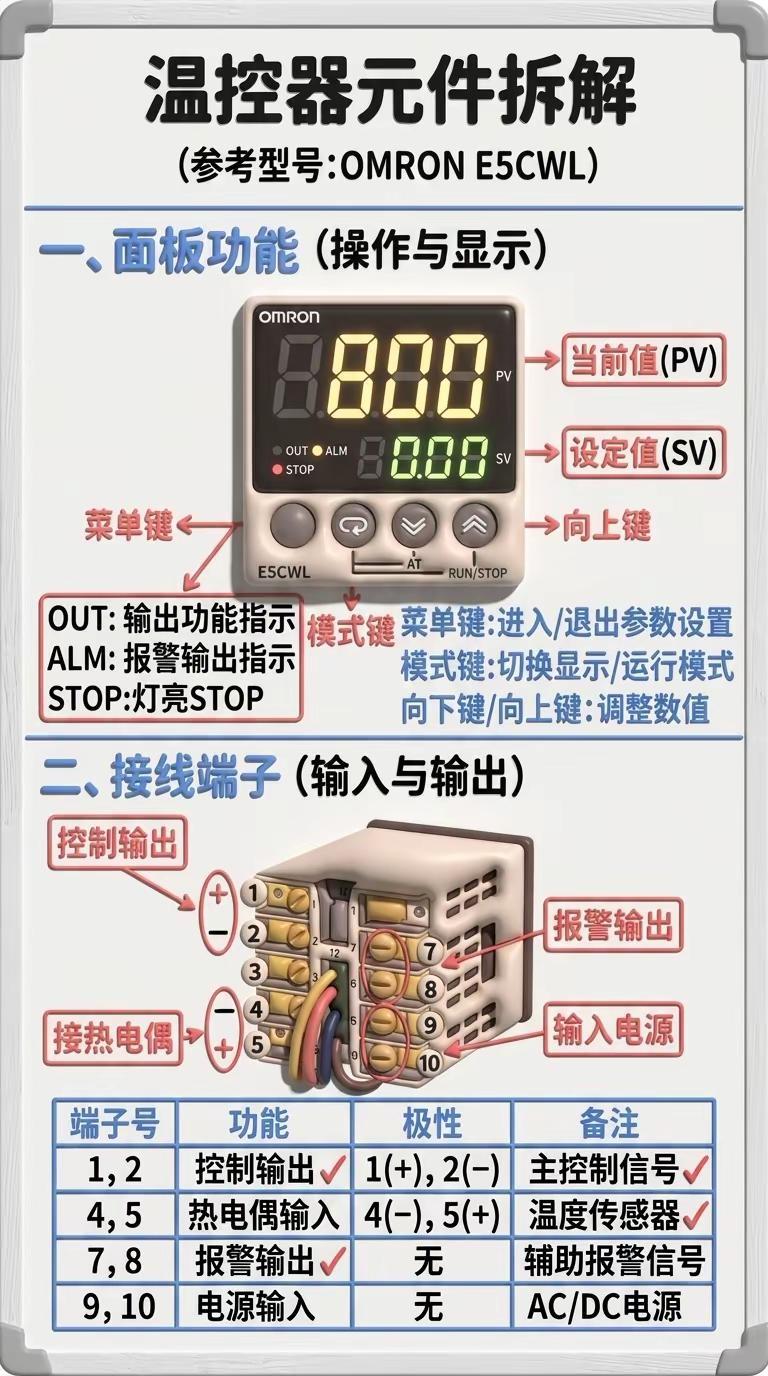温度控制器的结构组成与使用介绍，收藏必备。一、工作原理温控器依靠热电偶采集现场温